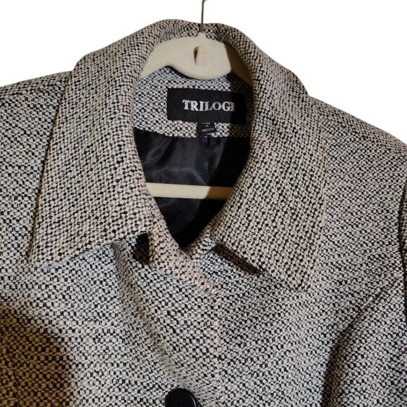 Trilogi Coat, Size Large, Black/White/Grey Tweed - Picture 2 of 3